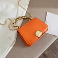 thumbnail image 3 of Diseñador Mujer Cadena PU Cuero Bandolera Mini Bolso Cuadrado (Naranja), 3 of 5
