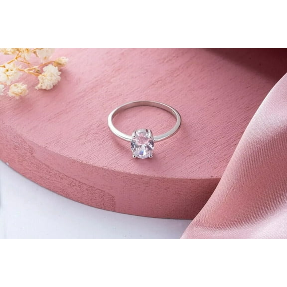 1Ct Lab Created Diamond Oval Cut Solitaire Women's Engagement Ring 14K White Gold Plated
