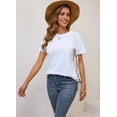 thumbnail image 4 of Remera BJY para mujer de algodón blanca, cuello redondo y manga corta, 4 of 6