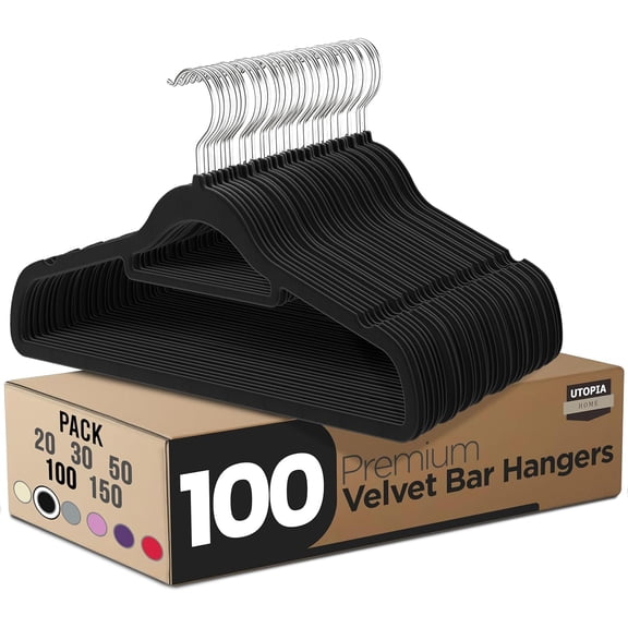 ZCXP Black Velvet Non-Slip Hangers 100 Pack Space-Saving Heavy Duty Clothes Hangers with 360° Swivel Hook