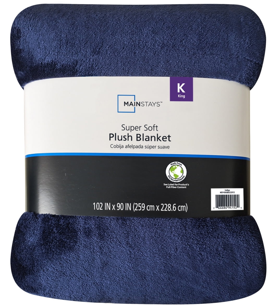 Mainstays Super Soft Plush Blanket Dark Blue King Adult Teen Walmart