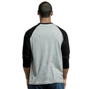 Mens 3/4 Sleeve Casual Raglan Jersey Baseball Tee Shirt (M, Black/Light Gray)