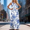 thumbnail image 6 of cocolona Maxi Dresses for Women Summer V Neck Sleeveless Boho Floral Long Dress Fashion Casual Vacation Beach Sundress, 6 of 7