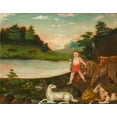 thumbnail image 2 of Hicks, Edward 24x20 Gold Ornate Wood Framed with Double Matting Museum Art Print Titled - The Peaceable Kingdom, 2 of 4