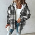 thumbnail image 5 of Xdegoge Fleece Lined Hoodies for Women Zip Up Drawstring Hoodie Coat Vintage Plaid Jackets with Side Pocket Outdoor Keep Warm Jacket Casual Thermal Coats, 5 of 6