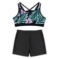 thumbnail image 3 of Sholeno Kids Girls Swimwear 2 Piece Athletic Tankini Swimsuit Floral Print Crop Top With Booty Shorts Lily&Black 10, 3 of 7
