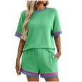 thumbnail image 2 of Heisall Women's 2 Piece Sets Round Neck Short Sleeve Tops and Elastic Waist Shorts Casual Lounge Sets Summer Outfits, 2 of 8