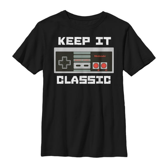 Boy's Nintendo NES Classic Controller  Graphic Tee Black Medium
