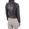 thumbnail image 2 of Women's Genuine Lambskin Leather Jacket Motorcycle Biker Leather Black Jacket W593, 2 of 3