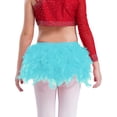 thumbnail image 6 of Raenseen Kids Girls Shiny Dance Crop Top and Feather Briefs Skirt Sparkly 2 Piece Jazz Ballet Gym Dance Outfit Blue Green 8, 6 of 7