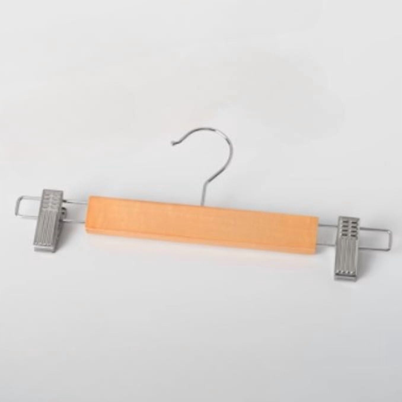 Wooden Skirt Hangers with Adjustable Clips (Pack of 1/5) Non-Slip Trouser Hanger Natural Finish Lotus Wood Pants hangers 360 Deg