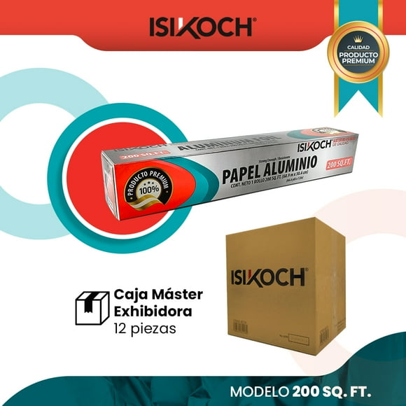 Rollo De Papel Aluminio Isikoch Modelo 200 Sq.ft. (Caja de 12 Piezas)