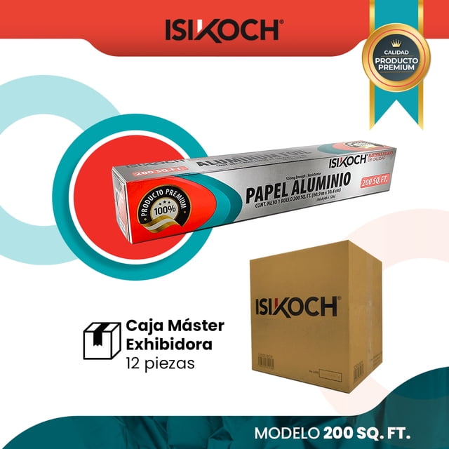 Rollo De Papel Aluminio Isikoch Modelo 200 Sq.ft. (Caja de 12 Piezas)