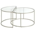 thumbnail image 3 of HomeRoots 521012 18 x 33 x 18 in. Silver Glass Half-Circle Nested Coffee Table - Set of 2, 3 of 3