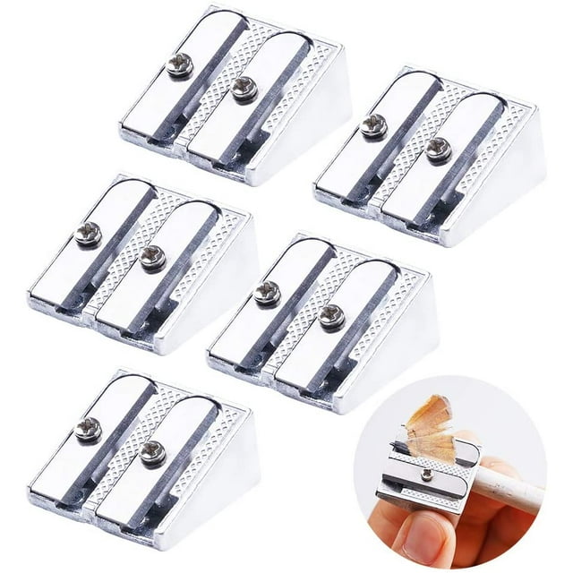 12 Pack 2 Holes Pencil Sharpener, Metal Pencil Sharpener, Pencil Sharpener for Kids, Pencil Sharpener Handheld, Silver