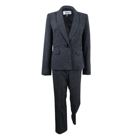 Le Suit Women's One-Button Pantsuit (6, Black/White)