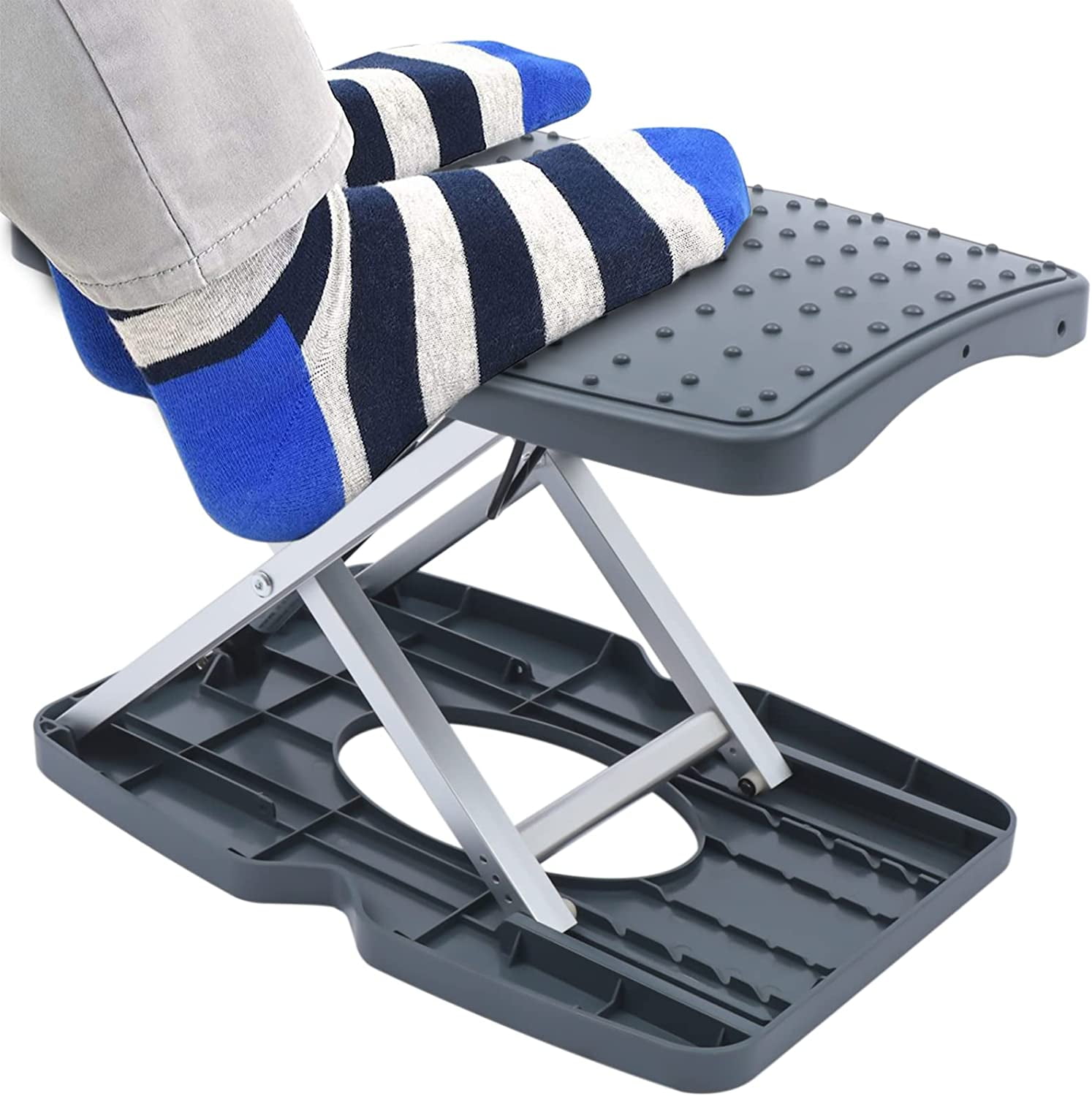 Portable Adjustable Height Foot Rest Stool Ergonomic for Home Office Car Train 