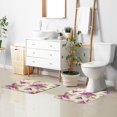 thumbnail image 4 of Wobogo A Pattern with Watercolor Fuchsia Orchids U-Shaped Toilet Bath Mat Set Super Soft Absorbent Quick Dry Memory Foam Non Slip Bathroom Rugs for Tub Shower and Single Sink, 4 of 9