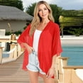thumbnail image 2 of bbyeadc Chiffon Cardigan Sweaters for Women 3/4 Sleeve 4x Plus Size Summer Cardigan Lightweight Open Front Shrug Cardigan Solid Color Dressy Draped Outwear Coat, Red L, 2 of 6