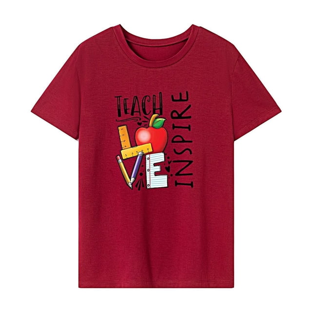 Camiseta para mujer, trajes de verano, camiseta con cuello redondo para mochilero, viaje deportivo, calle Rojo