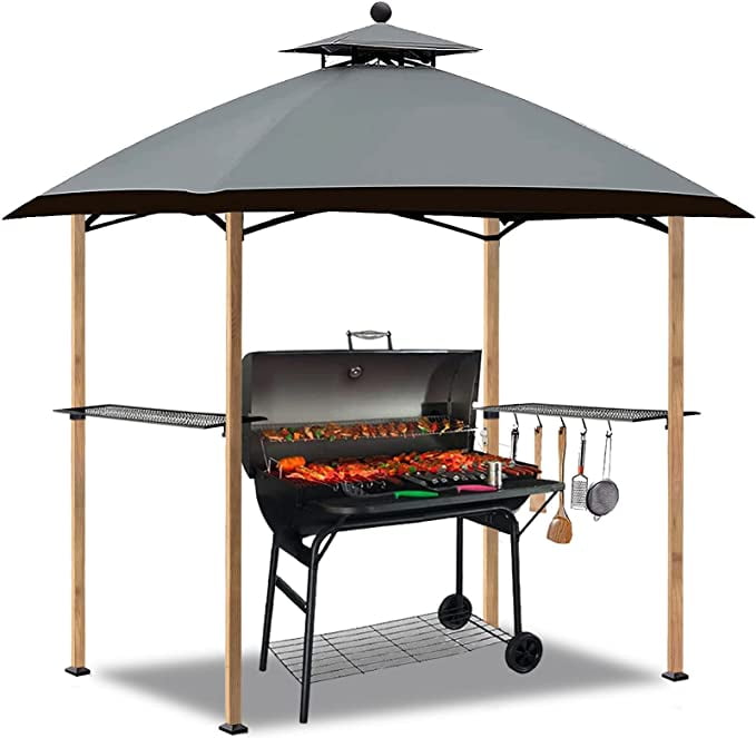Terracemaster 8X5 Gray Grill Gazebo Double Tiered Outdoor BBQ Canopy