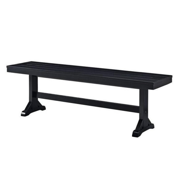 Pemberly Row Traditional Wood Dining Bench in Antique Black