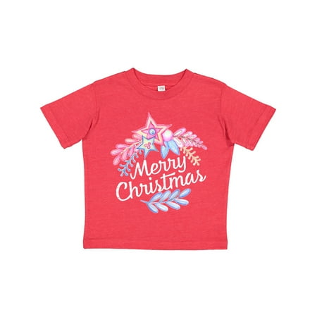 

Inktastic Merry Christmas Pink and Blue Flowers Gift Toddler Boy or Toddler Girl T-Shirt