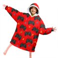 thumbnail image 4 of Game Controller Red Pattern Lamb Fleece Blanket Hoodies for Teens ,Teens Oversize Sherpa Wearable Hooded Blanket Sweatshirt with Super Pockets, 4 of 6