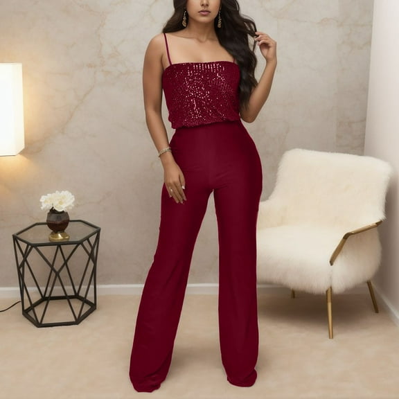 Solid Color Sleeveless Sparkly Slim Fit Fashion Jumpsuit For Women Womens Rompers Pants off Shoulder Outfits for Women Mesh Jumpsuit Denim Romper for Women Womens Rompers And Jumpsuits Dressy plus