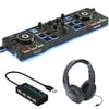 Hercules DJControl Starlight - DJ Software Controller with Serato DJ Lite + Samson Headphones + 4-Port USB Hub