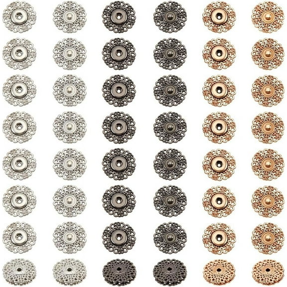 24 Sets Alloy Flower Snap Buttons 3 Colors Vintage Metal Closures Sew On Press Button Fasteners for Jacket Jeans Leather Craft 1 Inch colorful DIY