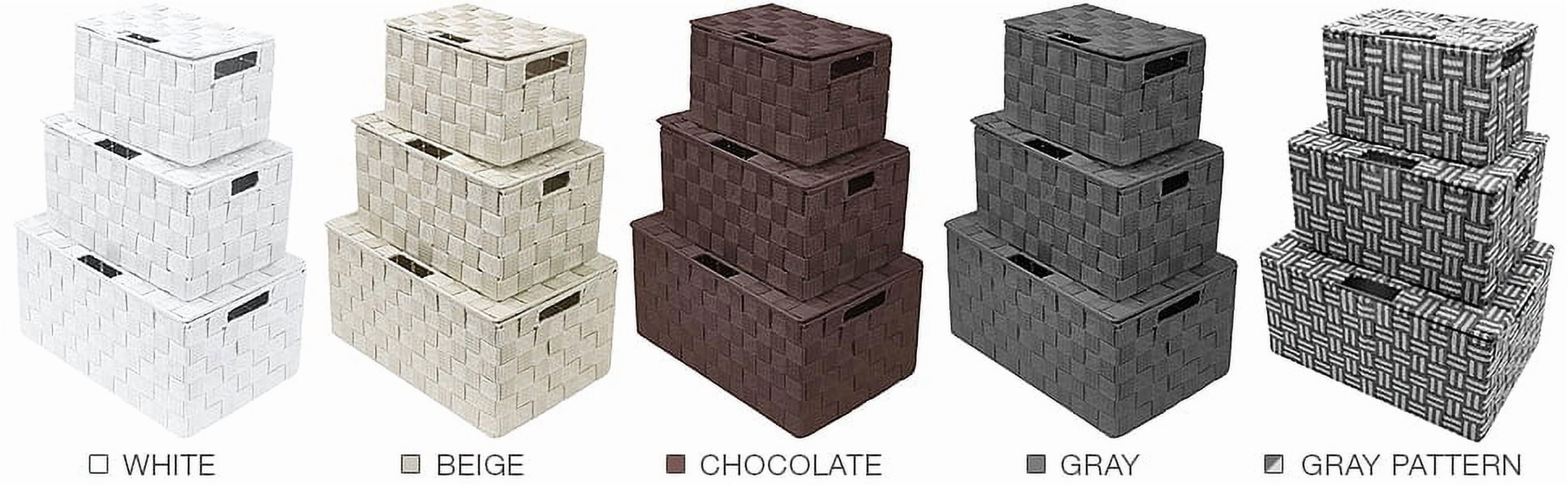 Sorbus Storage Box Woven Basket Bin Container Tote Cube Organizer Set Stackable Storage Basket Woven Strap Shelf Organizer Built-in Carry Handles (White)