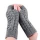 thumbnail image 4 of 1 par de guantes de punto de medio dedo, jacquard acrílico, cálidos, gruesos y suaves, color gris, para invierno., 4 of 12