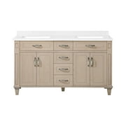 Martha Stewart Thornfield 60 in. Vanity from Lily Pond Collection in White Washed Maple finish
