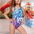 thumbnail image 2 of Uorisanigo Blue Mermaid Scale Girls Swimsuit Size 5-6 One Piece Quick Dry Summer Beach Swimwear with Crossback Straps Beach Sport Swimming Suits, 2 of 7