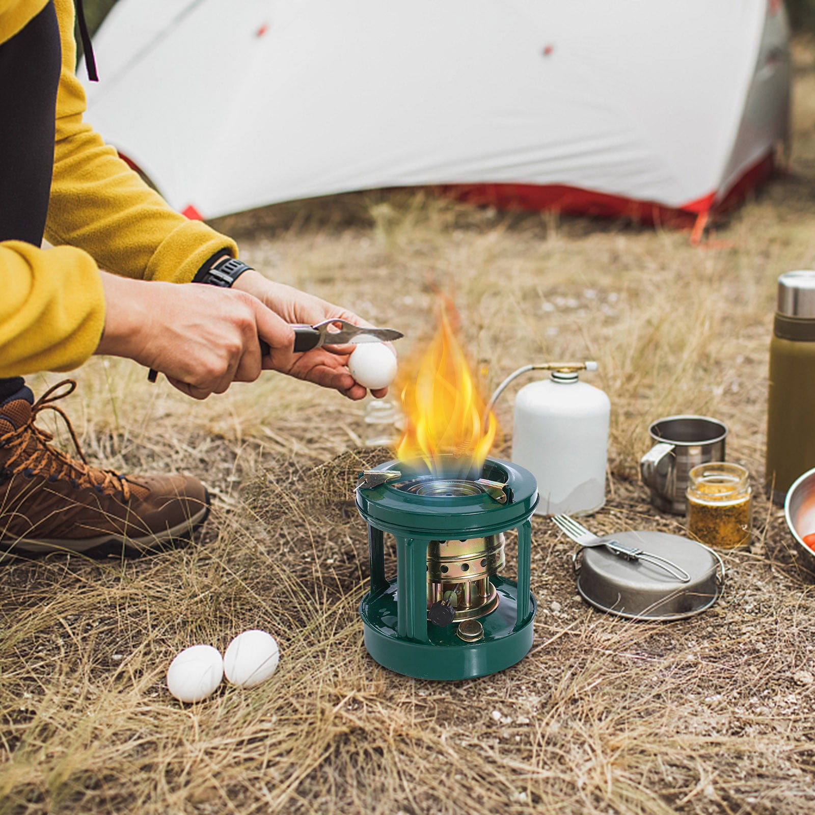 Foqnuq Portable Kerosene Stove | Indoor/Outdoor Mini Heater | BBQ Cooking Stove | Camping & Home Use (None cotton core)
