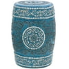 Oriental Furniture 18" Blue Medallion Porcelain Garden Stool