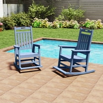 AreShark Outdoor Rocking Chair Set of 2, All Weather Resistant Patio Rocking Chair, HDPE Porch Rocker for Deck, Balcony, 380lbs, Navy Blue