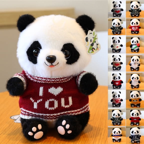 Kiddiway Cute Panda Plush Stuffed Animal - Valentine's Love Figure, Panda Plush, Stuffed Panda Toy, Cute Stuffed Animal Gift for Girls & Boys,Dark Gray