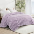 thumbnail image 4 of Whale Flotilla 90"x 104" King Size Blanket for Bed with Expanded 3D-Jacquard Pattern, Fuzzy Soft Cozy Exquisite Blankets or All Season, Warm and Fluffy, Lilac, 4 of 10