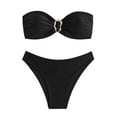 thumbnail image 1 of Women's Strapless Solid Color Bikini Swimsuit - Two Piece Design with Chest Pads, Quick Dry Fabric - XS-L Sizes, 1 of 3