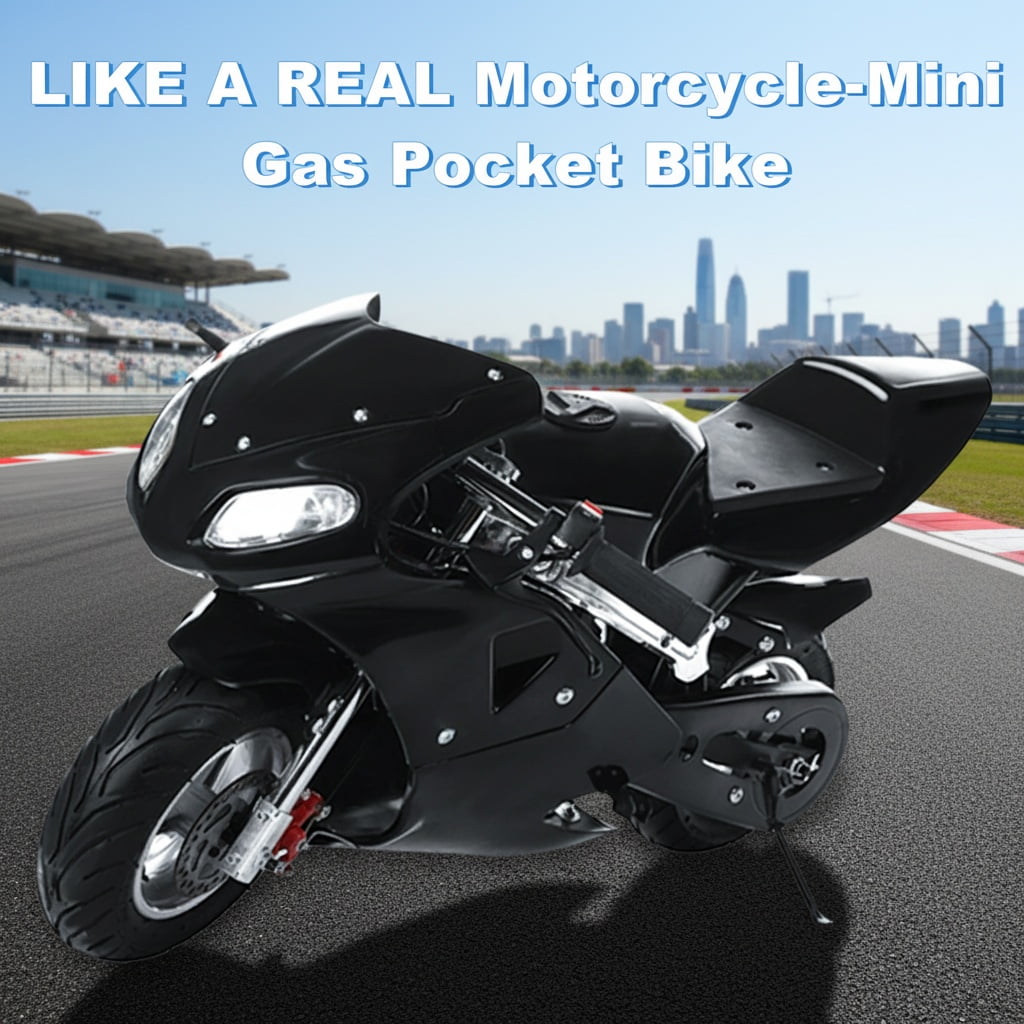 Kids Gas Motorbike - Strong Power 49cc 2-Stroke with LED Headlights & Rubber Grips, Youth-Sized Off-Road Bike for 8+ Years Old