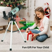BSHAPPLUS® Telescope,50/360mm Refractor Telescope,18X-90X Magnification Telescopes with Tripod,Portable Astronomy Telescope for Kids,Adults,Beginners