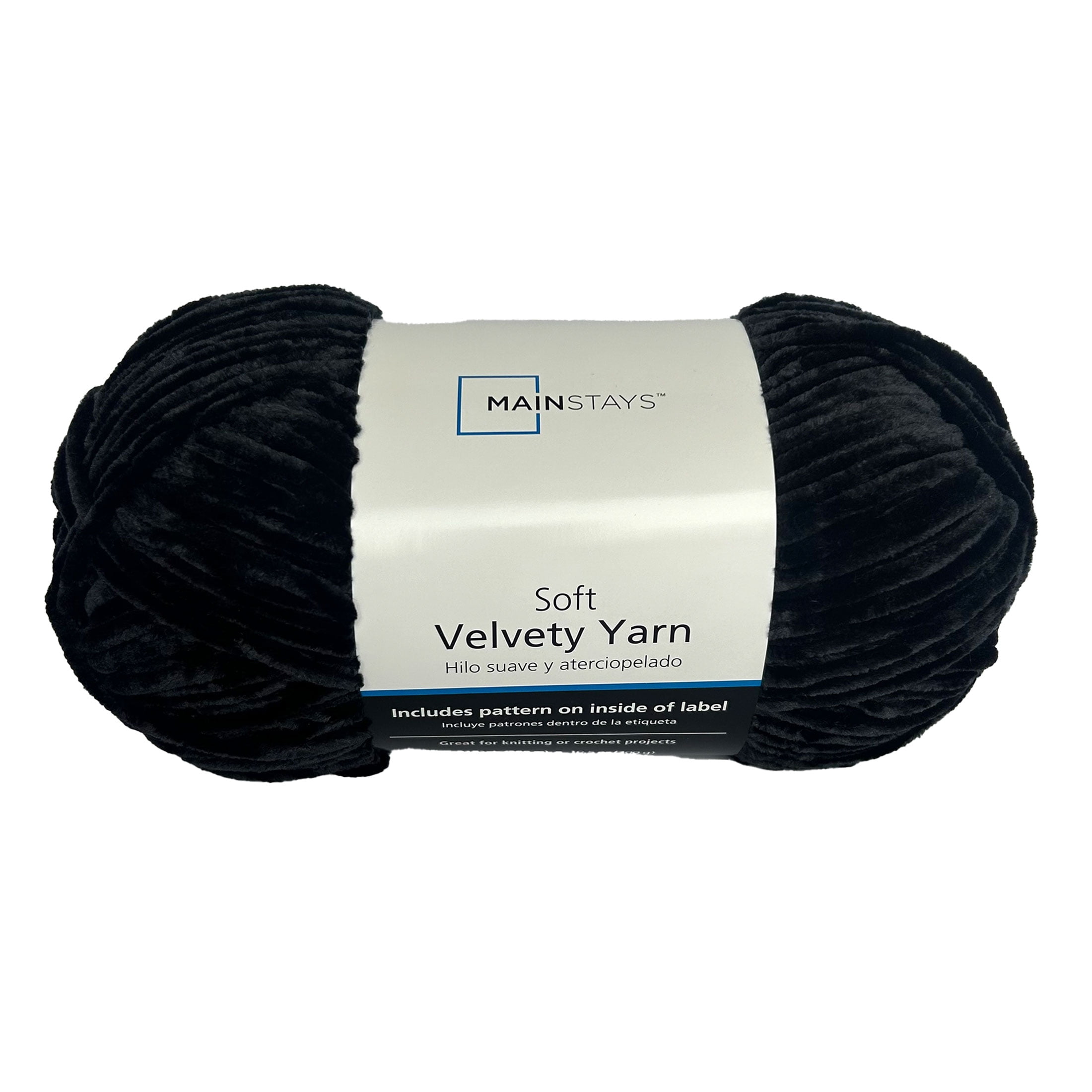 Mainstays Soft Velvety Yarn, 315 yd, Black, 100% Polyester, Pack
