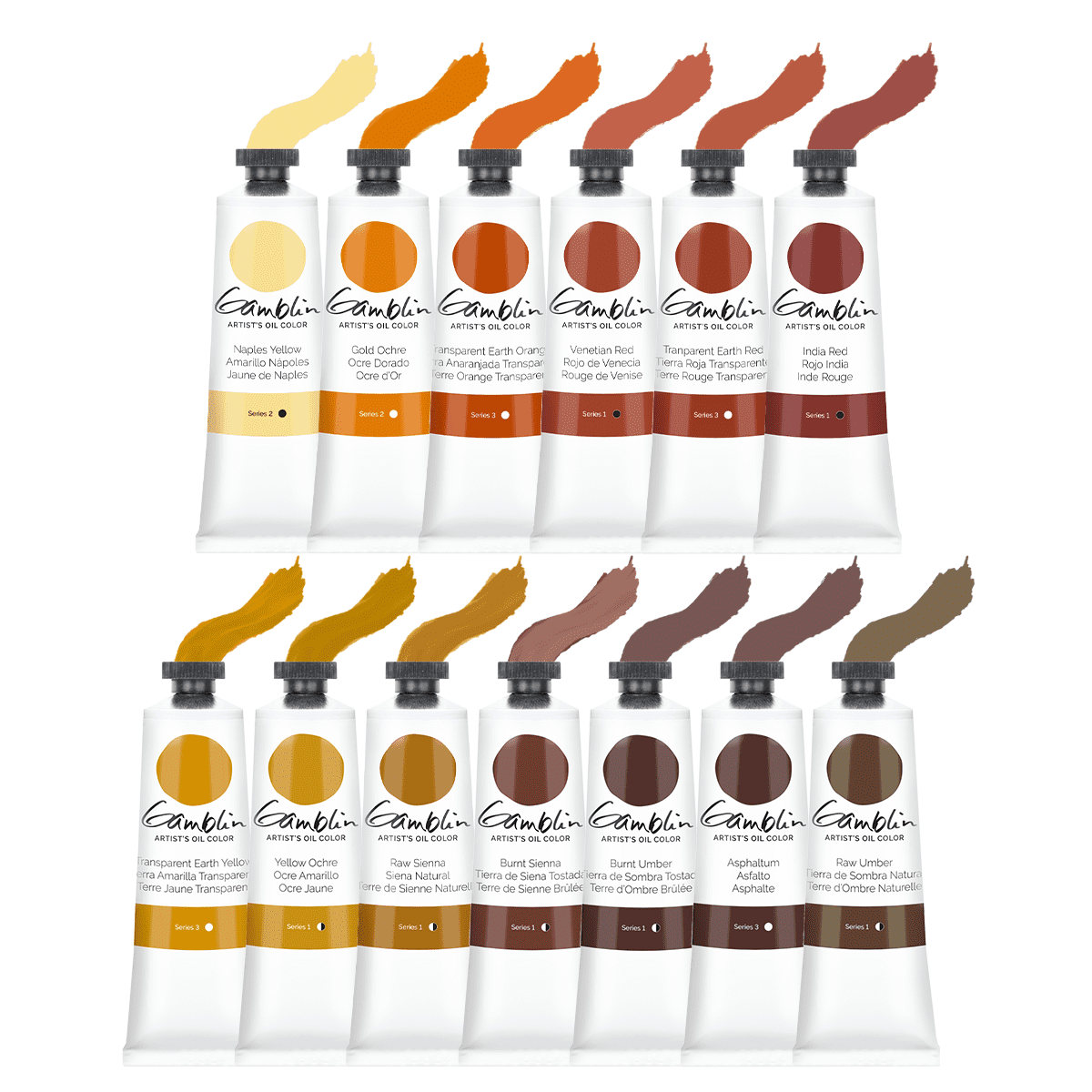 Gamblin Artist Oil Paint Set For Professionals - EARTH SET - 37ml Tubes
