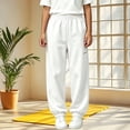 thumbnail image 2 of Xaqiouau Girls Cuffed Jogger Sweatpants Relaxed Fit Elastic Waist Kids Sport Pants with Zip Pocket Solid Color Casual Trousers Fall Winter School Activewear White 160, 2 of 6