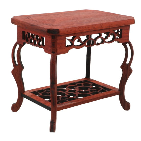 OULII Unique Plant Rack Miniature Display Base Brown Wood Support for Living Room Decor 1Set