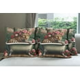 thumbnail image 2 of Ambesonne Leopard Throw Pillow Cover Pack of 4, English Roses Wild Animal, 4 Pcs-28" x 28", Reseda Green and Pink, 2 of 5