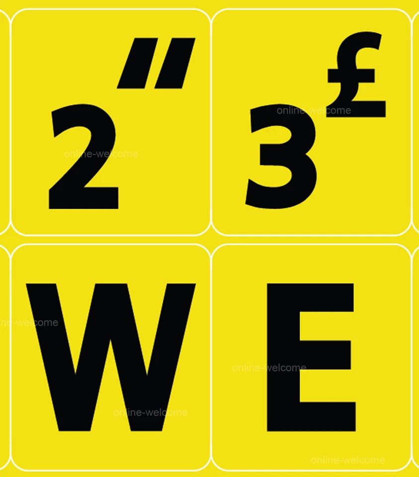 CRESTIN- Large Letters Keyboard Sticker English Uk Yellow