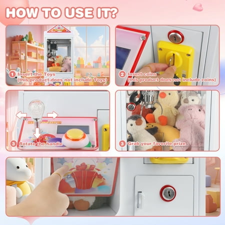 JORUGUNA Mini Claw Crane Machine 110V Metal Case Bar Candy Toy Catcher Shake-Proof ( non charger, no test)